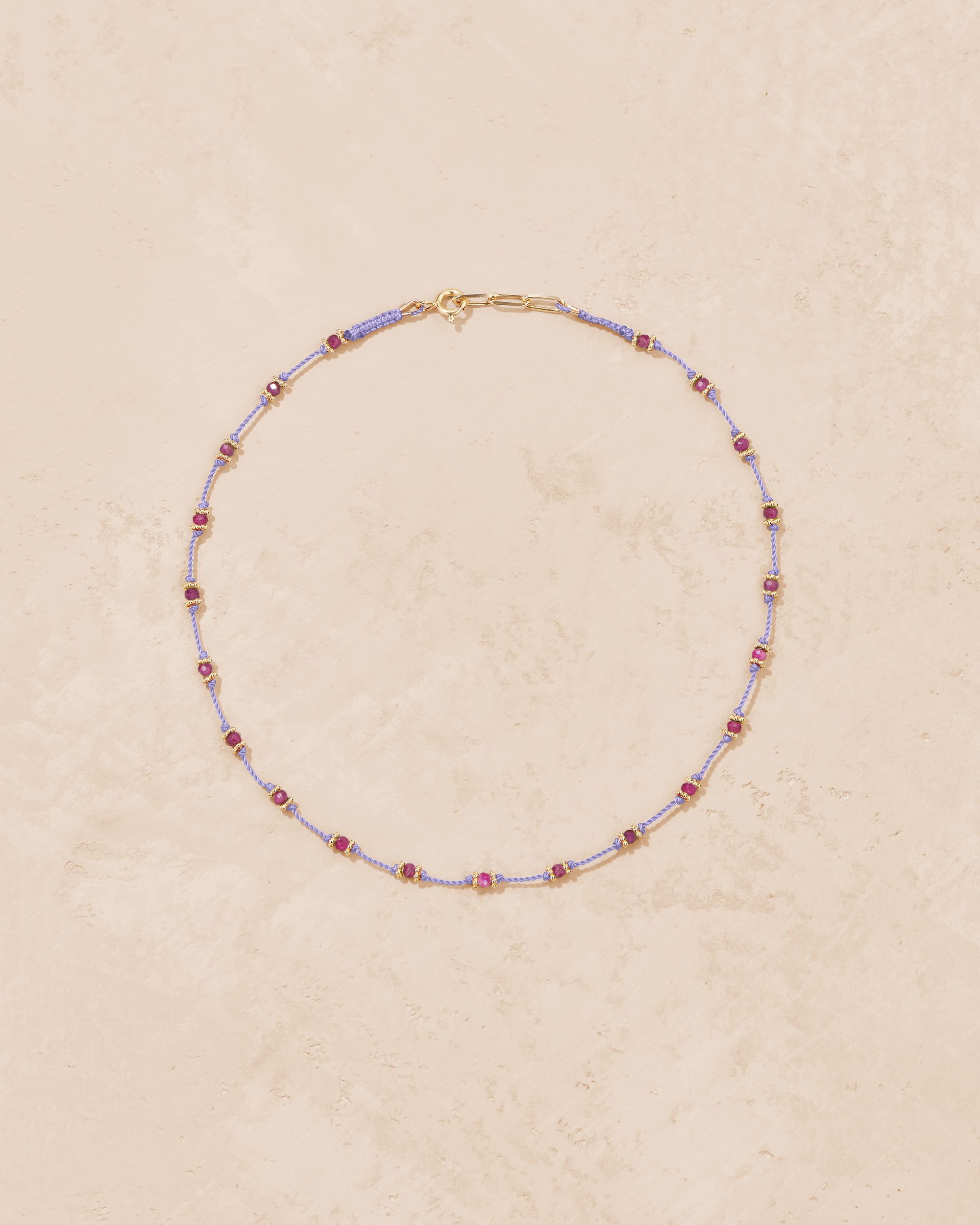 Collier Lotus Rubis Rose
