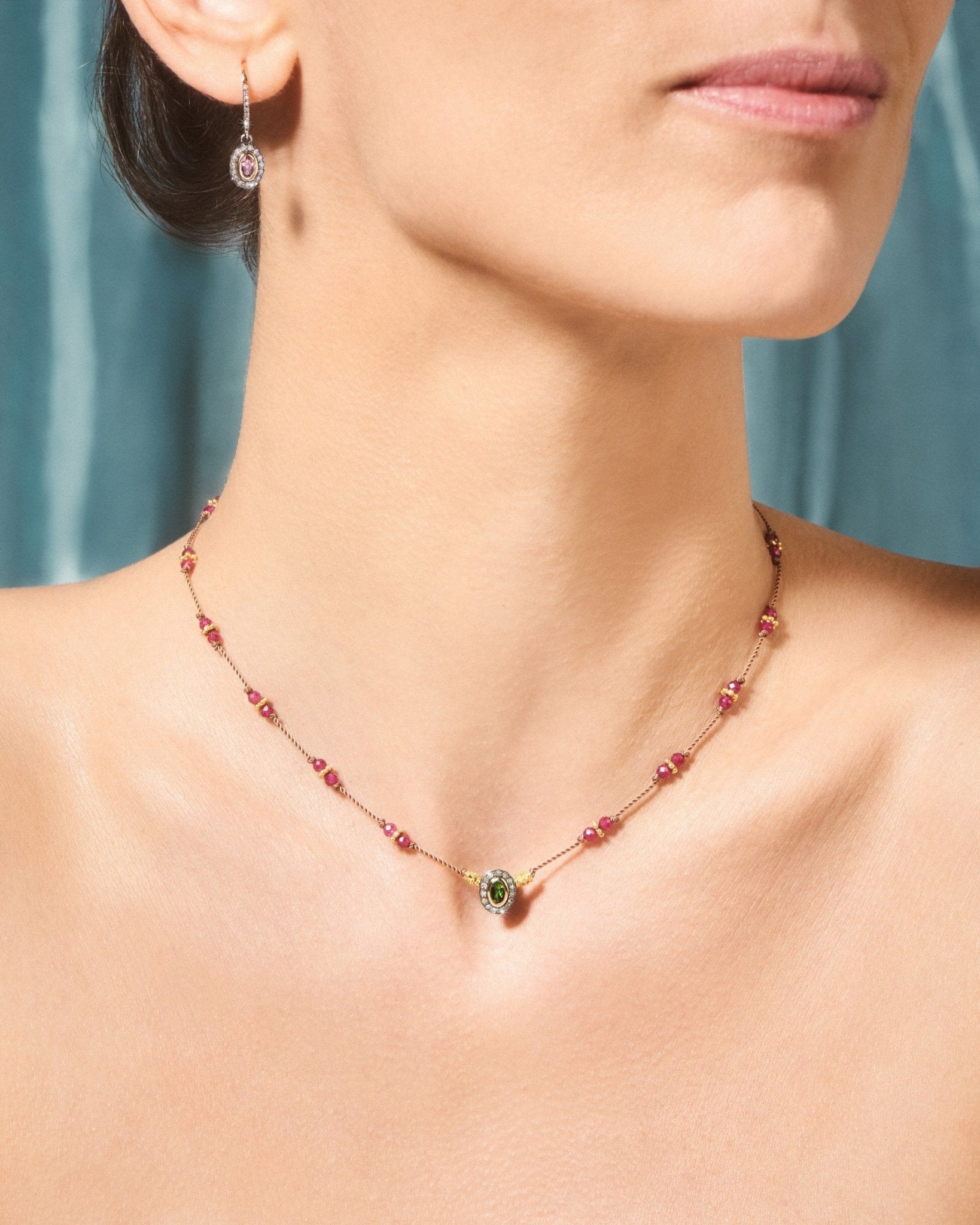 Boucle d'oreille Mony rubellite - TITYARAVY