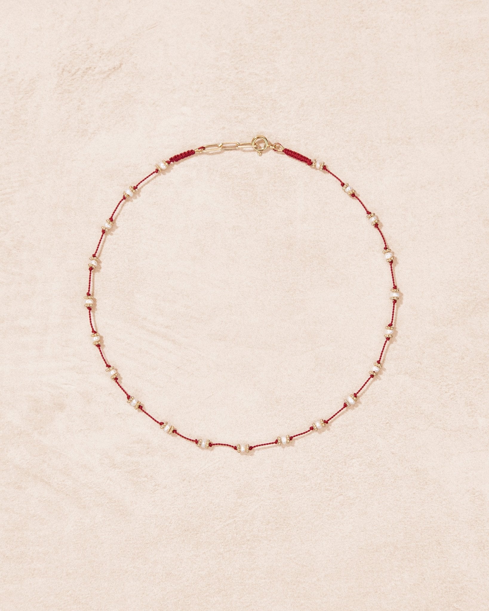 Collier Lotus rouge Perles d'eau douce - TITYARAVY